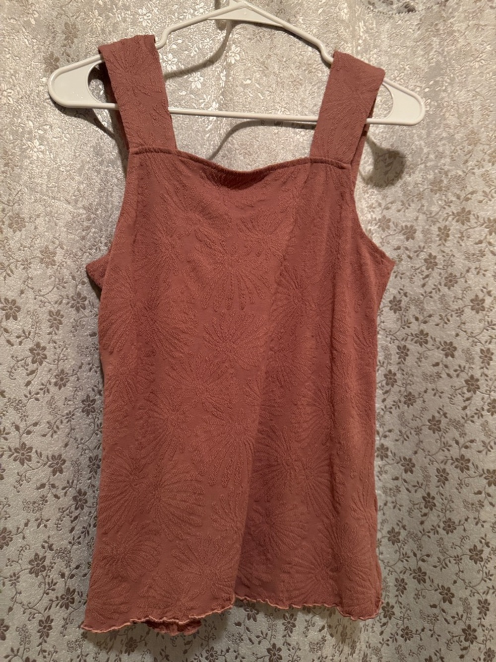 Women's Textured Square-Neck Tank Top - Dusty Rose